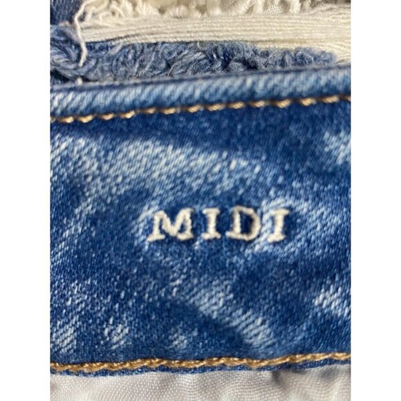 American Eagle MIDI Next Level Stretch Destressed Denim Shorts Women’s Size 4 - Picture 4 of 9